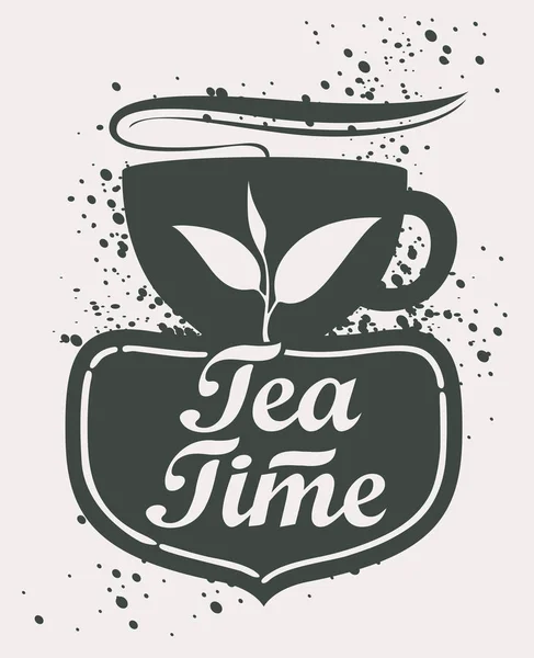 Ilustração de xícara de chá com letras — Vetor de Stock