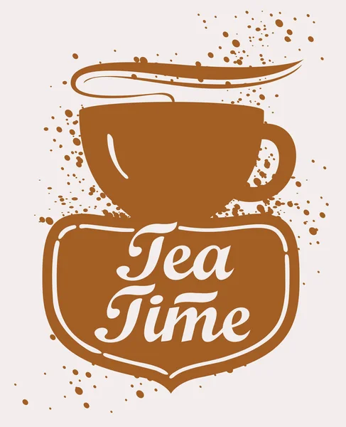 Иллюстрация чашки чая с надписью — стоковый вектор