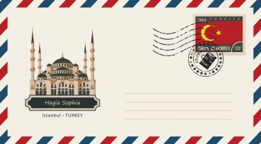 Ayasofya ile bir posta pulu olan bir zarf