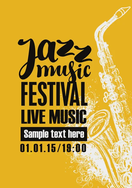 Plakát pro jazzový festival s saxofon — Stockový vektor