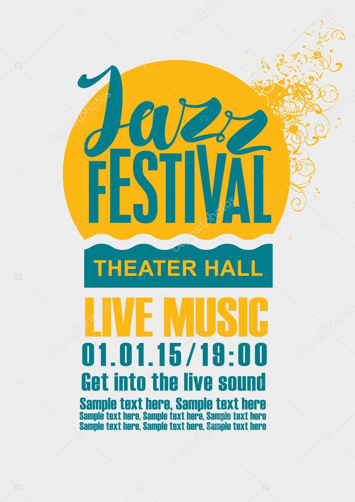 Template Poster for jazz festival live music with a sun and sea