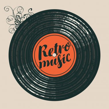 Vinil kaydı ile retro müzik için poster