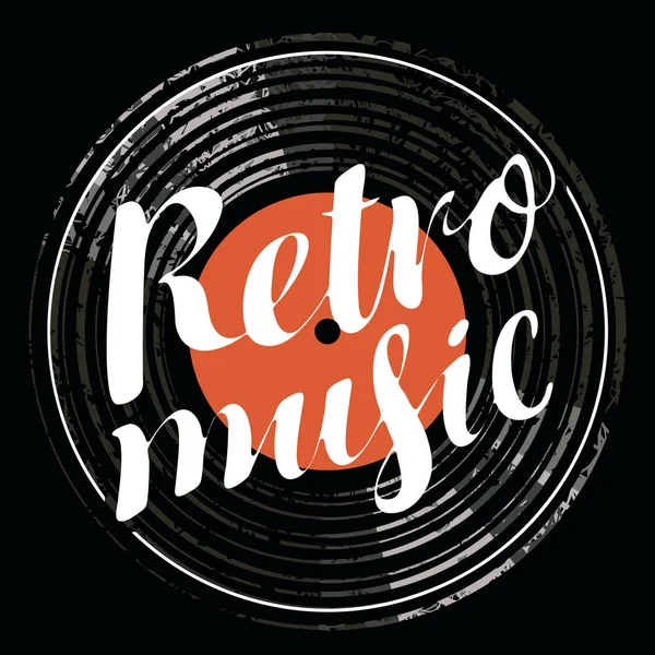 Affiche pour la musique rétro avec disque vinyle — Image vectorielle