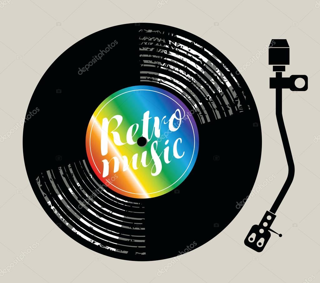 Vector poster for the retro music with vinyl record and record player