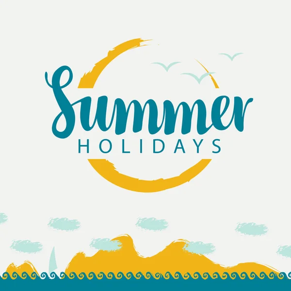 Баннер летний отдых с морем, солнцем и парусным спортом — стоковый вектор