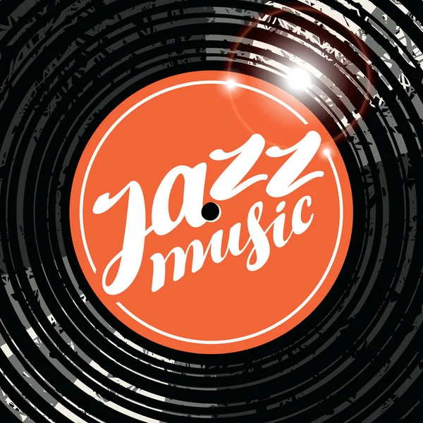 Poster for the jazz music with vinyl record — Stock Vector