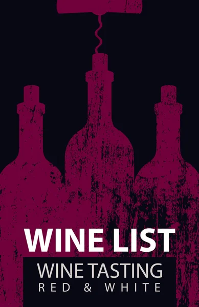 Wina do degustacji z butelki i korkociąg — Wektor stockowy