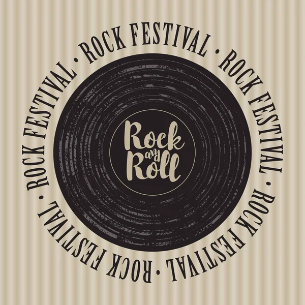 Banner com disco de vinil e letras rock-n-roll —  Vetores de Stock