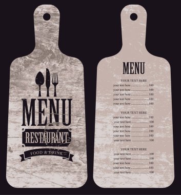 form kesme tahtası restoranda için menü