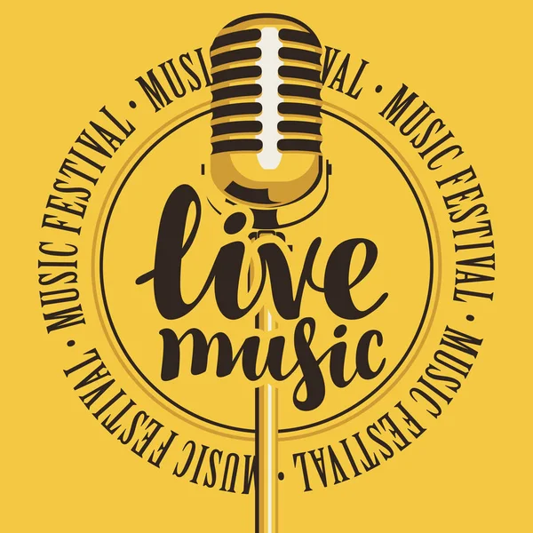 Banner Live-Musik mit Mikrofon — Stockvektor