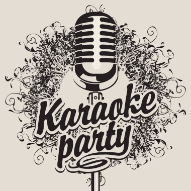 Karaoke partisi için mikrofon ile banner