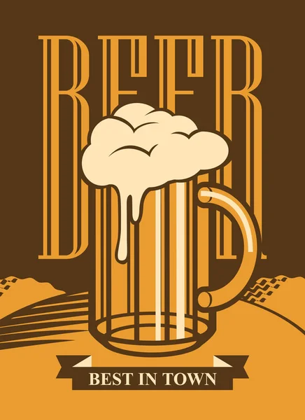 Banner, a pohár sör a pályán — Stock Vector