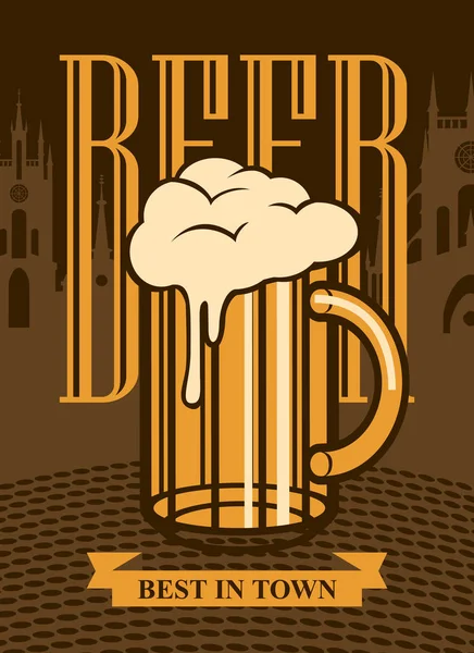 afiş arka plan üzerinde bira bardak eski şehir ile