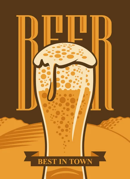 Banner a sör üveg a háttérben a mező — Stock Vector