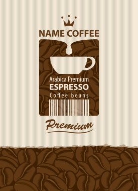 kahve çekirdekleri ile retro Kupası için tasarım etiket