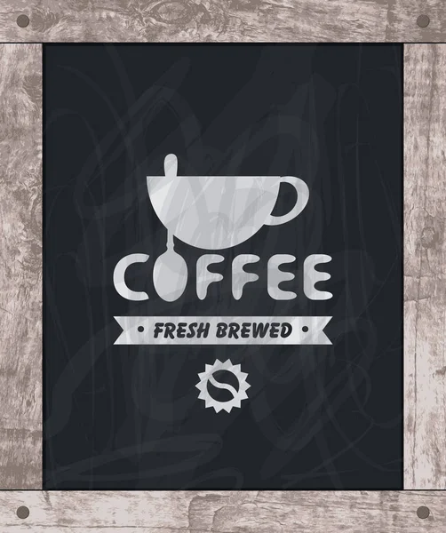 Kaffeetasse Zeichenkreide auf Brett in Holzrahmen — Stockvektor