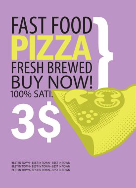 fast food Restoran pizza ile vektör afiş
