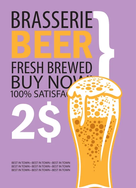 Bannière vectorielle pour brasserie avec verre de bière — Image vectorielle