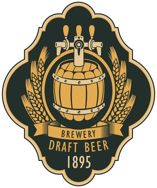 Etiqueta de cerveza de barril y escudo de armas — Archivo Imágenes Vectoriales