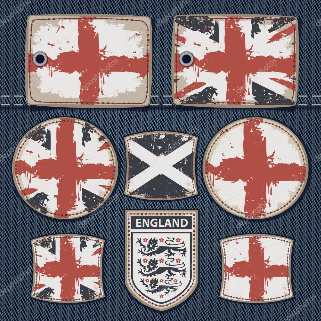 British flag on label on jeans