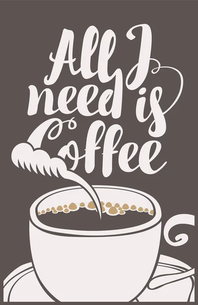 Bannière avec une tasse de café et inscription — Image vectorielle