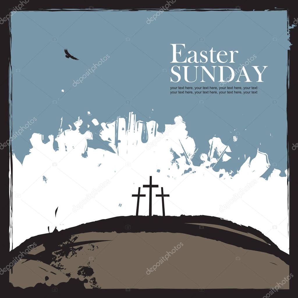 poster for easter with Calvary and three crosses