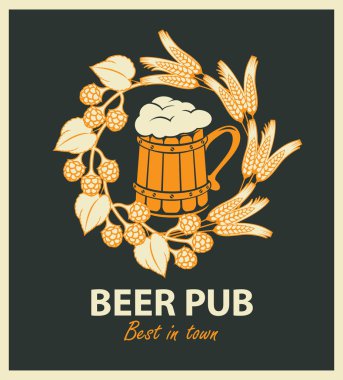 amblem için bira pub bira bardağı ve çelenk