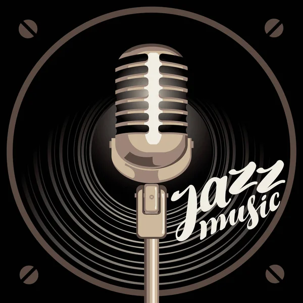 Poster for jazz music with speaker and microphone — Stock Vector
