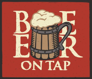 tam ahşap bira bardağı ile dokunun bira için etiket