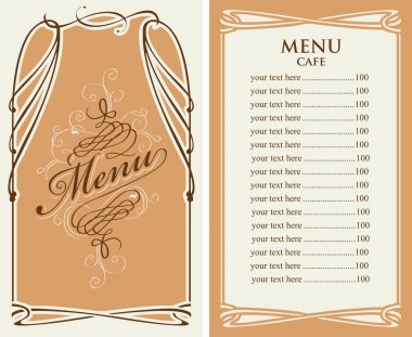 fiyat listesi ve curlicues çerçeve kafe için menü