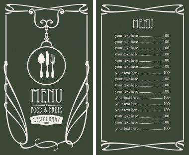 fiyat listesi ve çatal bıçak takımı ile restoran için menüsünden
