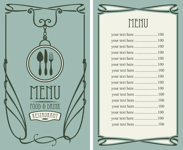 Menu pour restaurant avec liste de prix et vaisselle — Image vectorielle