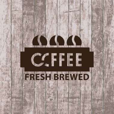 ahşap arka plan üzerinde kahve taneleri ile banner