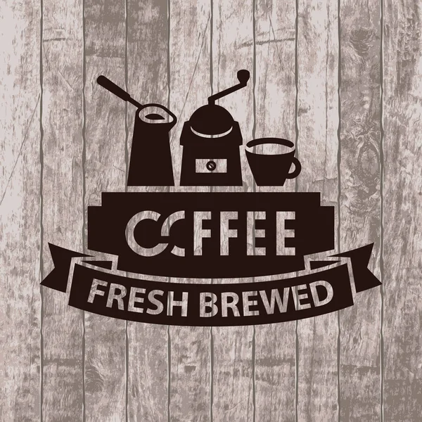 Баннер с cezve, grinder и чашкой кофе — стоковый вектор