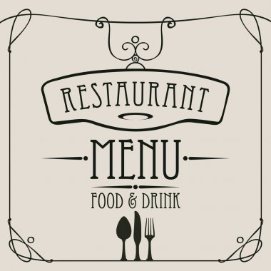 Menü Restoran çatal bıçak takımı ve curlicues için