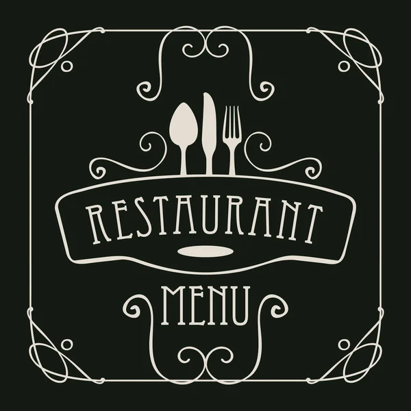 与餐具和花饰的餐厅的菜单 — 图库矢量图片