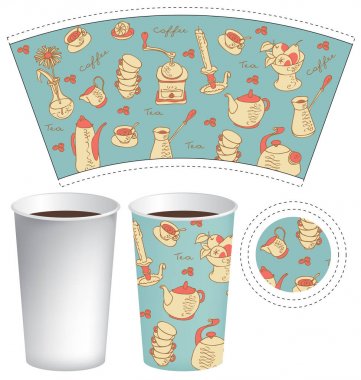 Şablon kağıt bardak sıcak bir içecek için