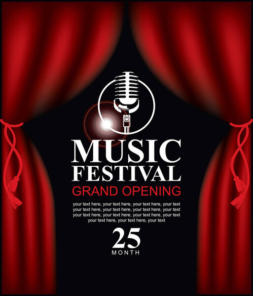 постер для музыкального фестиваля с микрофоном
