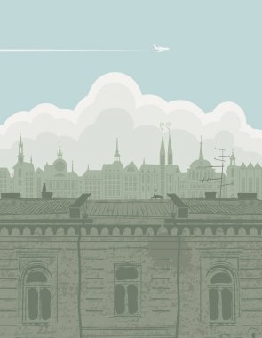 tarihi kentin çatıları, vektör yatay