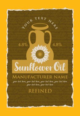 bir sürahi ile rafine ayçiçek yağı için etiket