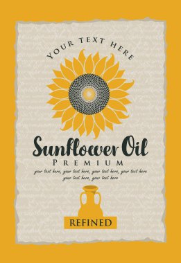 bir sürahi ile rafine ayçiçek yağı için etiket