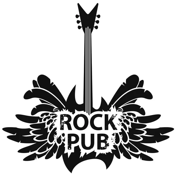 Pancarta vectorial para pub de rock con guitarra y alas — Archivo Imágenes Vectoriales