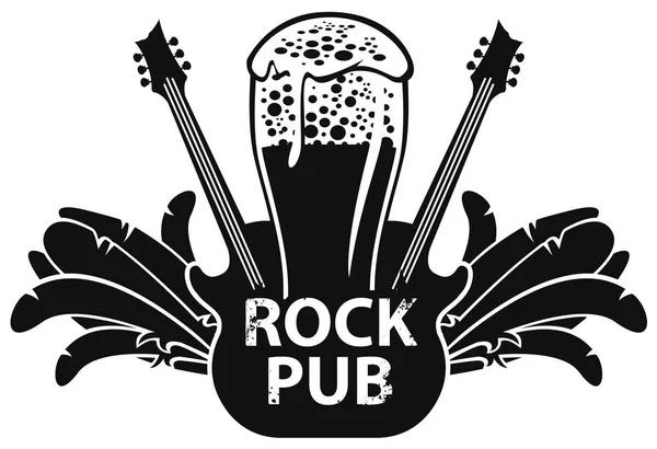 Bannière vectorielle pour pub rock avec guitare et bière — Image vectorielle