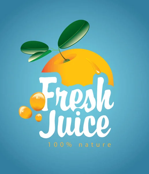 Pancarta con fruta de naranja y zumo fresco — Vector de stock