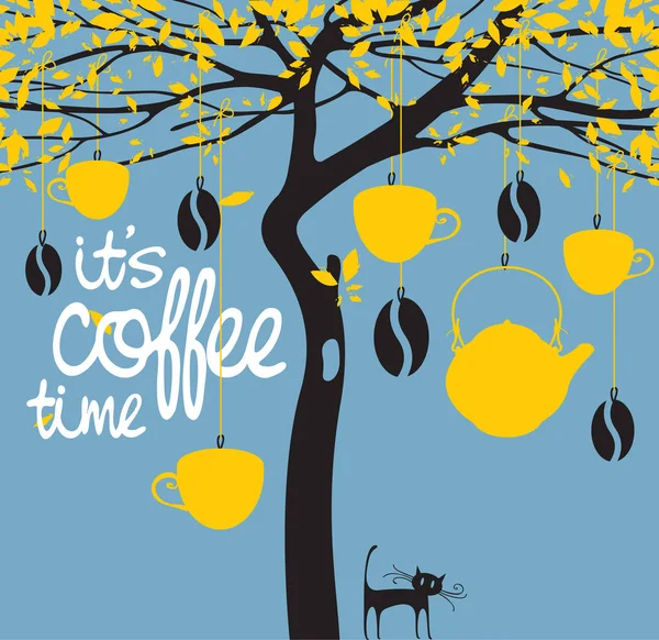 Banner för ett kafé med en bild av ett träd — Stock vektor