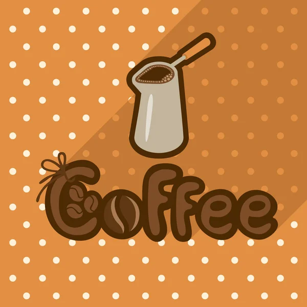 Vector poster in vlakke stijl met koffie in cezve — Stockvector