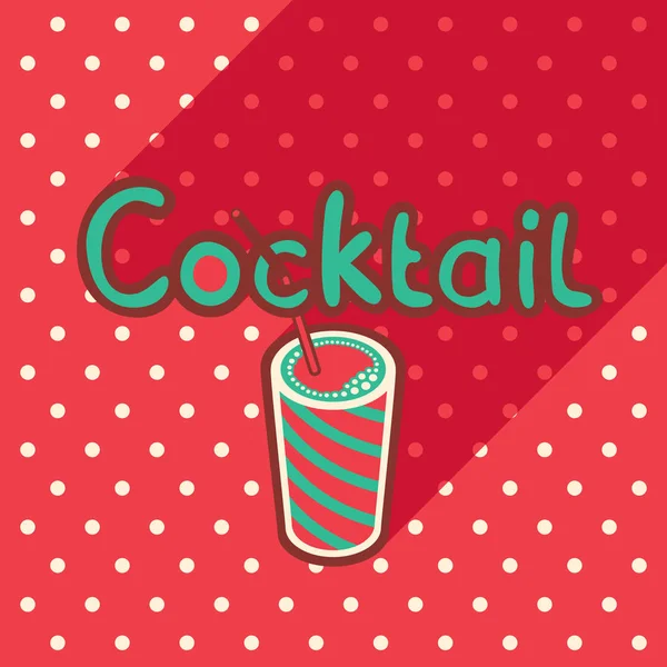 Affiche vectorielle en style plat avec verre de cocktail — Image vectorielle