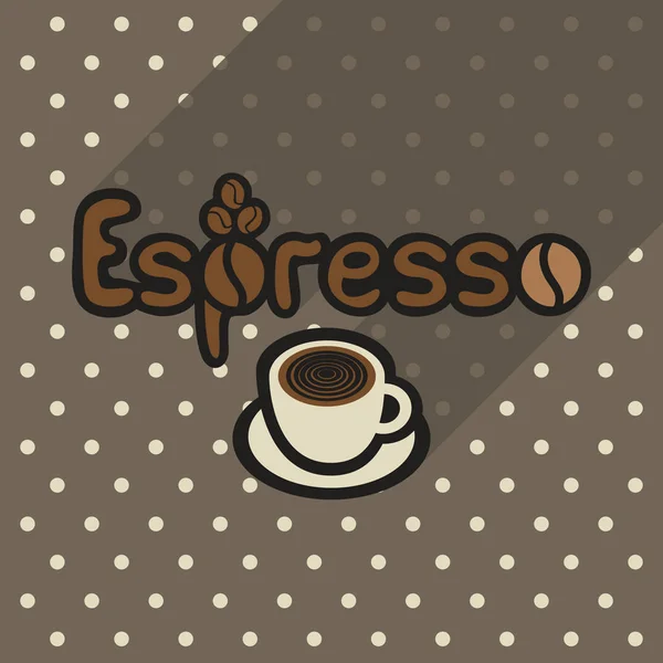 Vektor-Poster im flachen Stil mit Tasse Espresso — Stockvektor