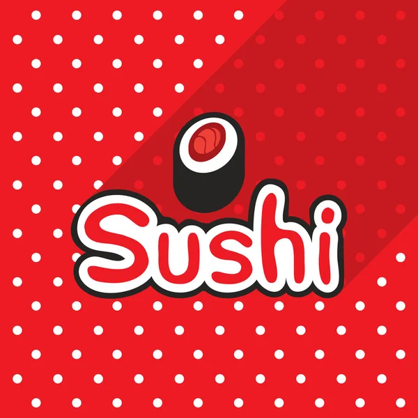 Japón sushi en el fondo del mantel rojo — Vector de stock