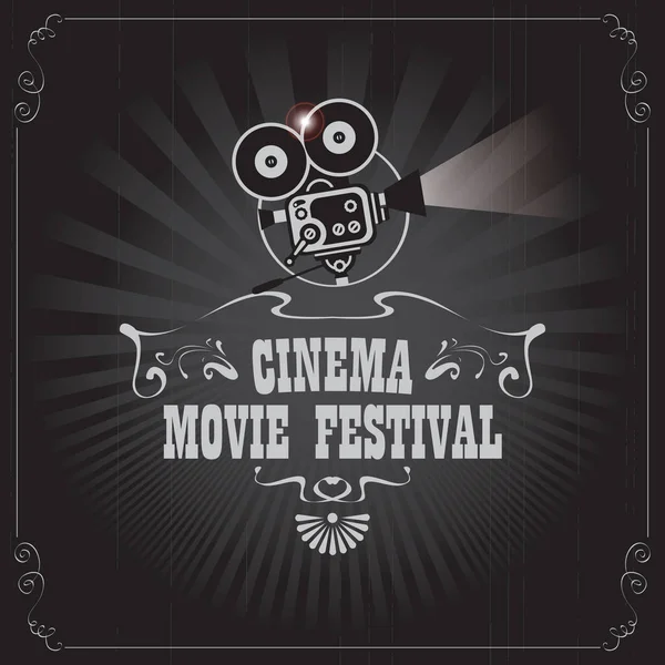 Poster for cinema movie festival with old camera — Stock Vector